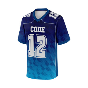 เสื้อฟุตบอลอเมริกันแบบสั่งทำพิเศษ คุณภาพพรีเมียม ไซส์พลัส พิมพ์ลายด้วยความร้อน ป้องกันแบคทีเรีย ระบายอากาศได้ดี ผลิตจากผ้าโพลีเอสเตอร์ตาข่าย - Product Image 1