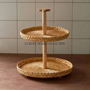 Handmade Premium Quality Rattan Serving Tray Vintage <b>Aesthetics</b> for Beautiful Home Decor Rustic Table Settings - Product Image 2