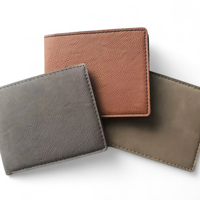 Dompet ramping kulit PU ukiran kustom desain Perancis tempat kartu kredit perlindungan RFID minimalis pria hadiah personal