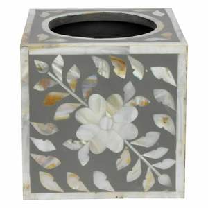 Caja de pañuelos de diseño moderno con incrustaciones de perlas madre de lujo, forma cuadrada de 5x5x5 pulgadas para salpicadero de coche, fabricada por Tradnary - Product Image 4