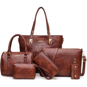 Colección de Bolsos de Mano Modernos de Cuero Vacuno Genuino para Mujer, Bolso de Hombro, Bolso Cruzado, Cartera, Bolsa de Cosméticos, Juego Completo - Product Image 3