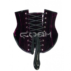 Corset court sous-poitrine en velours à armatures en acier, respirant, grande taille, haute compression, maintien ferme, avec rivets et garniture noire, tendance - Product Image 6