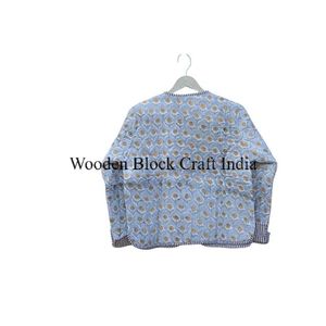 Chaqueta Corta Acolchada de Punto de Algodón con Estampado Floral, Botones a Rayas, Método de Tejido Transpirable, con Bolsillo Incluido, para Otoño e Invierno - Product Image 6