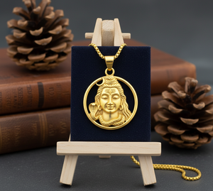 Rhodium Link Chain <b>Necklace</b> Daily Wear Shiva Om Spiritual <b>Pendant</b> Gold Plated Animal Shape Minimalist Trending Fashion Gift <b>Men</b> - Product Image 5