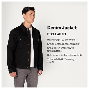 Custom Men's Vintage Black Denim Jacket | Button-Up Winter Coat | Durable Cotton Twill Fabric | OEM/ODM Casual Outerwear - Product Image 6