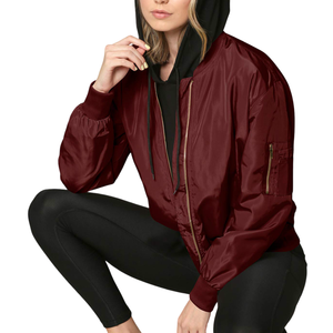 Chaqueta Bomber de poliéster 100% para mujer, resistente al viento y cálida con mangas largas transpirables, ajuste relajado para invierno de talla grande - Product Image 4