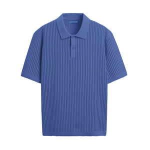 Polo en maille à manches courtes en coton rayé, personnalisé avec logo OEM et ODM, tricoté, pull personnalisé pour homme - Product Image 6