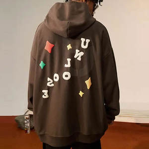 Pull à capuche élégant grande taille pour hommes en hiver de haute qualité 100% coton bouffant impression conception solide col à capuche teint uni - Product Image 3