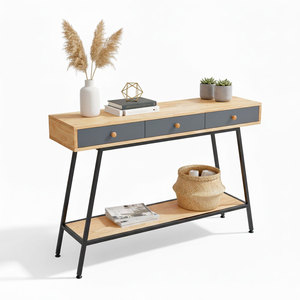 Modern Luxury <b>Console</b> Table 120x30x85cm Iron Legs Drawers Mirrored Wood Marble for Villa Living Room Bedroom Hotel Use-CST062 - Product Image 1