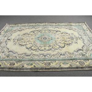Rug, 5.9x9.5 ft Turkish Rug, <b>Yellow</b> Solid Rug <b>Wool</b> - Product Image 3