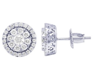 ต่างหูเพชรเม็ดเดี่ยวสีเงินแบบเพชรโมอิสสำหรับผู้หญิง - Product Image 3