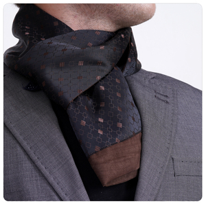 Exve Exclusive Black and Camel <b>Brown</b> Square Pattern Double-Sided Traditional Turkey Scarf & Shawl - Product Image 1