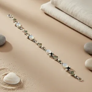 Pulsera Delicada de Plata 925 para Mujer con Piedra Lunar, Baño de Rodio, Oro Rosa, Diamantes, Perlas y Dijes de Estilo Religioso, Joyería para Regalo - Product Image 1
