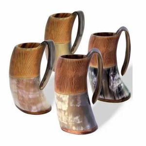 UNIQUE NORSE HANDMADE BUFFALO HORN VIKING DRINKING Horn Mug New Design for Beer and Coffee Natural Drinking - Product Image 2