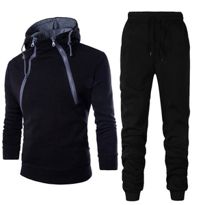 Male 2 Pieces Hoodie Sets Tracksuit Fall Winter Zip Up Sweatshirt Sweatsuit Drawstring <b>Joggers</b> Pants - Product Image 3