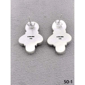 Southwest Style Emerald Valley Turquoise & Sterling <b>Silver</b> <b>Stud</b> Earrings Flower-shaped with Bezel Setting - Product Image 4