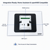 Panel de Control Inteligente para el Hogar de 10.1 Pulgadas RK3576S Android 14 con Barra de Luz LED RGB Lateral, Montaje en Pared POE, Modo Kiosco, Sistema Operativo Rooted