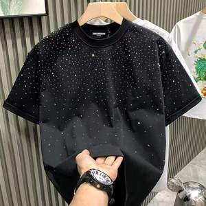 T-shirt décontracté à manches courtes pour hommes, coupe ajustée, design formel imprimé en silicone de haute qualité avec motif brodé, vente à chaud - Product Image 4