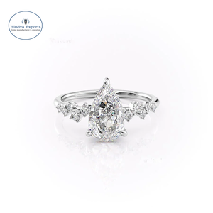 Meilleure collection Bague de fiançailles en diamant cultivé en laboratoire taille poire 1,5 ct Or blanc massif 14 carats Diamant empilable certifié IGI - Product Image 1