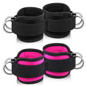 Sangles de cheville respirantes et antidérapantes en néoprène et polyester rembourrées, réglables avec double anneau en D, pour l'entraînement de musculation en salle de sport - Product Image 6