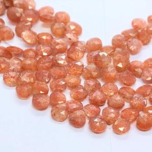 Nouvelle arrivée pierre de soleil à facettes en forme de coeur perles de briolette en vrac 6-7mm perles de pierre naturelle pour la fabrication de bijoux au prix de gros - Product Image 2
