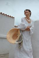 Robe Kaftan pour femmes en lin, décontractée, douce, coupe régulière, simple, col en V, poches, manches courtes, grande taille