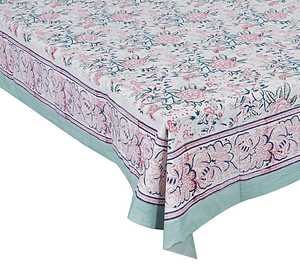 Customized Hand Block Print <b>Table</b> <b>Cover</b> Floral Linen <b>Cloth</b> Made in India for Weddings Parties Manufactured High Quality Cotton - Product Image 1