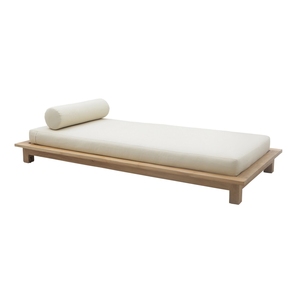 Tumbona Individual Raphael de Madera de Teca Sólida con Cojín Resistente a la Intemperie para Uso en Exteriores - Product Image 1