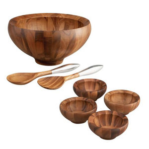 Elegante Tazón de Madera Moderno, Ecológico y Hecho a Mano, Diseño Duradero de Primera Calidad para Servir Frutas, Verduras, Juego de Utensilios - Product Image 1