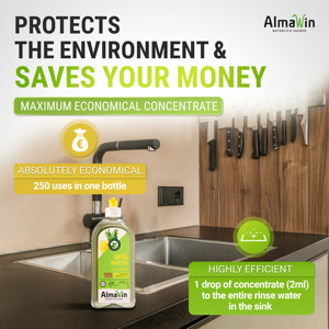 Líquido Lavavajillas Orgánico AlmaWin con Aroma a Hierba Limón 500ml, Detergente Orgánico Potente para Lavar Platos - Product Image 3