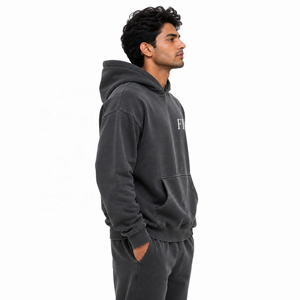 Sweat-shirts unisexes délavés à l'acide avec impression de logo personnalisé, coupe oversize à épaules tombantes, survêtements d'hiver pour hommes, grandes tailles, vente en gros USA - Product Image 2