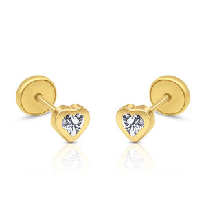 Pendientes de tuerca de latón de diseño religioso de moda con corazón CZ piedra rodio y chapado en oro para fiestas - Product Image 3