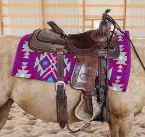 Vente en gros équestre 100% tapis de selle Western en feutre de laine mérinos avec design tissé coloré - Product Image 4