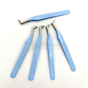 RMI prix de gros pince à cils bleu ciel enduit de poudre couleur et point d'argent Instruments de beauté pince à épiler Extension de cils - Product Image 6