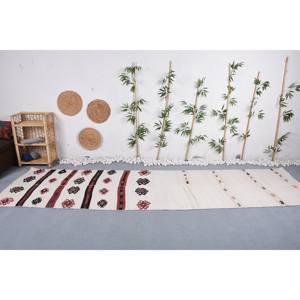 Alfombra de retazos de piel de vaca de lana blanca y negra clásica moderna, respaldo de látex de tejido plano de 3,5x12,7 pies para sala de estar o pasillo - Product Image 1