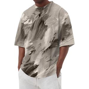 Camiseta de algodón peinado 100% de gran tamaño para hombre de verano con logotipo personalizado, color sólido, hombros caídos, ajuste holgado con patrón de letras formales - Product Image 1