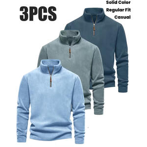 Sudadera de Hombre con Cierre de Cremallera, Cuello Alto, Polar, Estilo Casual de Invierno, Color Negro - Product Image 6