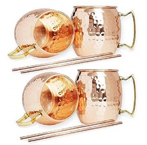 Outil de barre de mule de Moscou en cuivre martelé et tasse à jus avec poignée en laiton plaqué or pour l'utilisation de bar d'hôtel de restaurant à la maison - Product Image 3