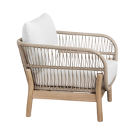 Ensemble de salle à manger moderne en rotin avec fauteuil et canapé, coussins amovibles imperméables et cordage, pour hôtels et restaurants
