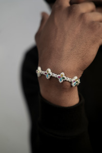<b>Mens</b> 925 silver moissanite butterfly link bracelet multicolor stone diamond look elegant engagement style fine jewellery - Product Image 5