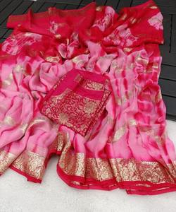 Saree prêt-à-porter avec détails de fleurs en velours - Product Image 1