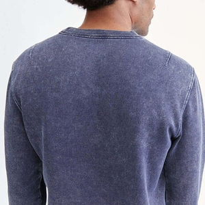 Sudadera lavada con ácido lisa en blanco con impresión de logotipo personalizado para hombre, sudadera lavada con ácido básica de peso pesado de alta calidad para hombre - Product Image 5