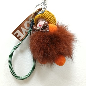 Sweet Cute Sleeping Baby Doll Keychain Pom Pom Rabbit Fur Ball <b>Key</b> Chain Fluffy Car <b>Key</b> <b>Ring</b> <b>Bag</b> Charm Gift Plush Fur <b>Key</b> Chains - Product Image 3