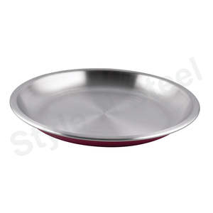 Assiette de camping en acier inoxydable, couleur rouge - Product Image 1
