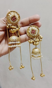 Kashmiri <b>Jhumkas</b> For Women Statement <b>Earrings</b> Perfect For Festive Occasions, Weddings Ethnic Wear Lightweight And Comfortable - Product Image 2