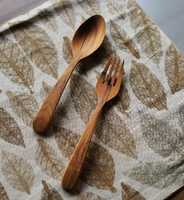 Ensemble de couverts en bois jetables biodégradables de la meilleure qualité en Indonésie comprenant des cuillères et des fourchettes écologiques