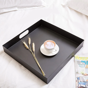 Hot Selling Modern <b>Square</b> Christmas Decorative Trays Matte Black Iron Rectangle Metal Serving Tray Kitchen Weddings Art Hotels - Product Image 2
