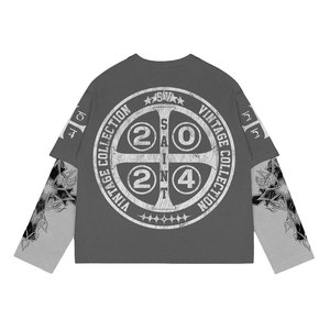 เสื้อยืดผู้ชายสไตล์วินเทจทรงปกติ ผ้าคอตตอน 100% ไซส์ใหญ่ แห้งเร็ว ระบายอากาศได้ดี ไม่ยับ แขนสั้น - Product Image 2
