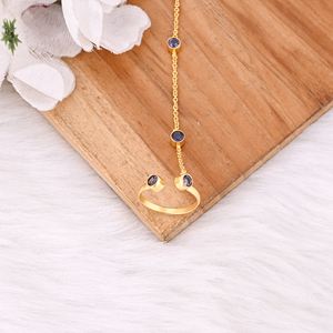 925พลอย iolite ธรรมชาติเงินสเตอร์ลิงห่วงชุบทองสีเหลืองทำด้วยมือแหวนปรับได้เครื่องประดับผู้หญิงสำหรับวันครบรอบ - Product Image 6