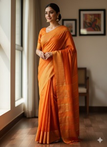 ส่าหรีผ้าไหมทัสซาร์แท้หลากสีสำหรับผู้หญิงดีไซน์ประณีตและแบบดั้งเดิมที่ไม่มีกาลเวลาจากอินเดีย - Product Image 5